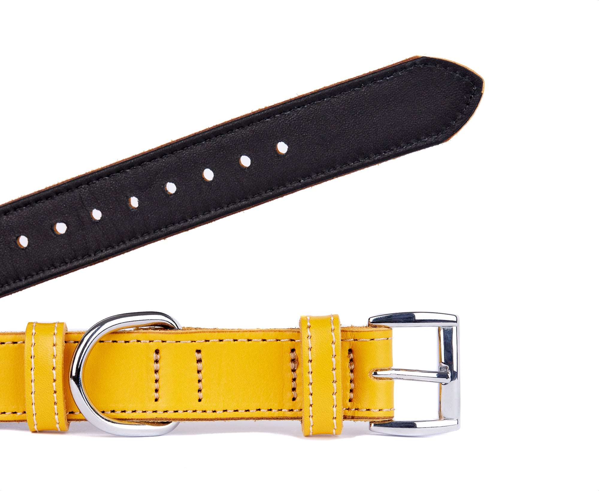 Geniune Leather Yellow Dog Collar