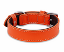 Soft Leather Orange Dog Collar