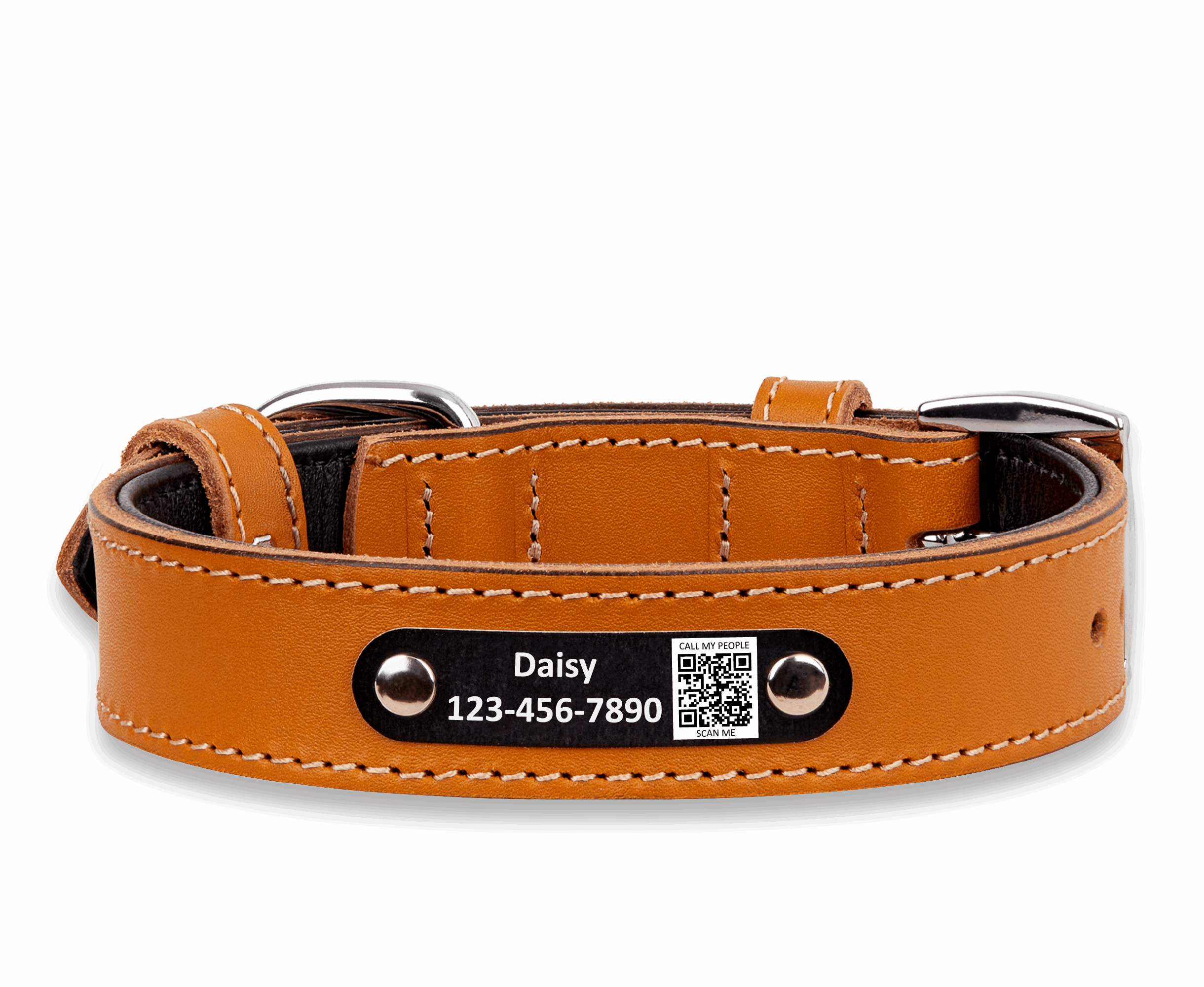 Personalized Soft Geniune Leather Handmade Mustard Dog Collar