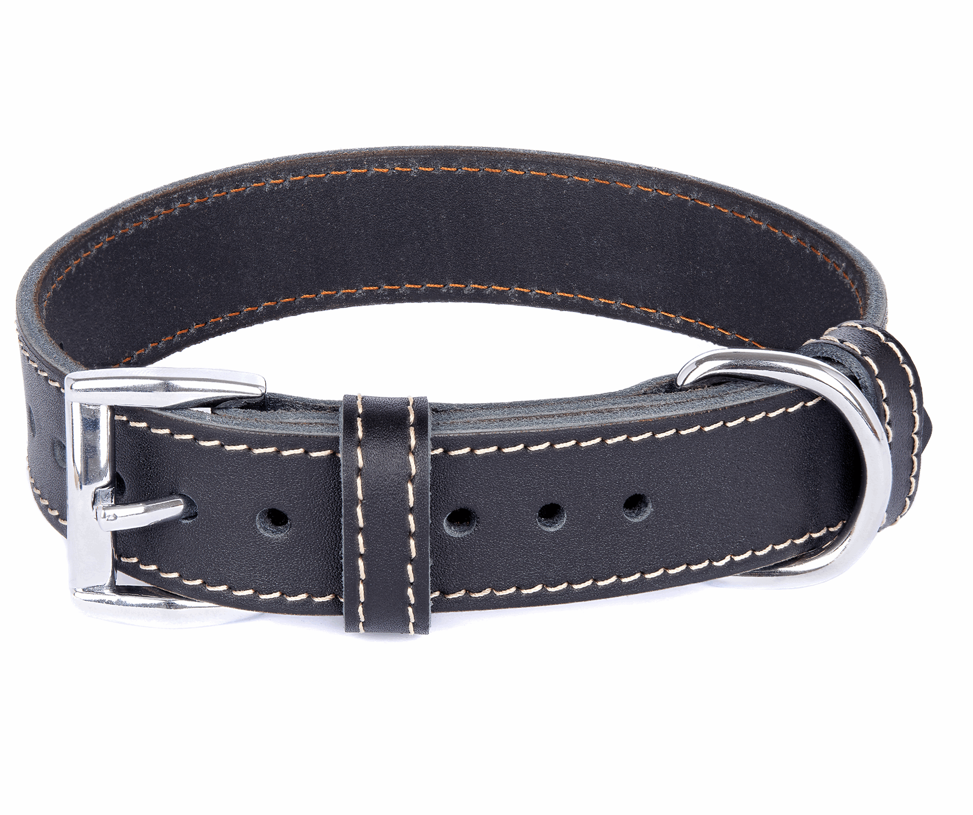 Genuine Leather Handmade Black Dog Collar