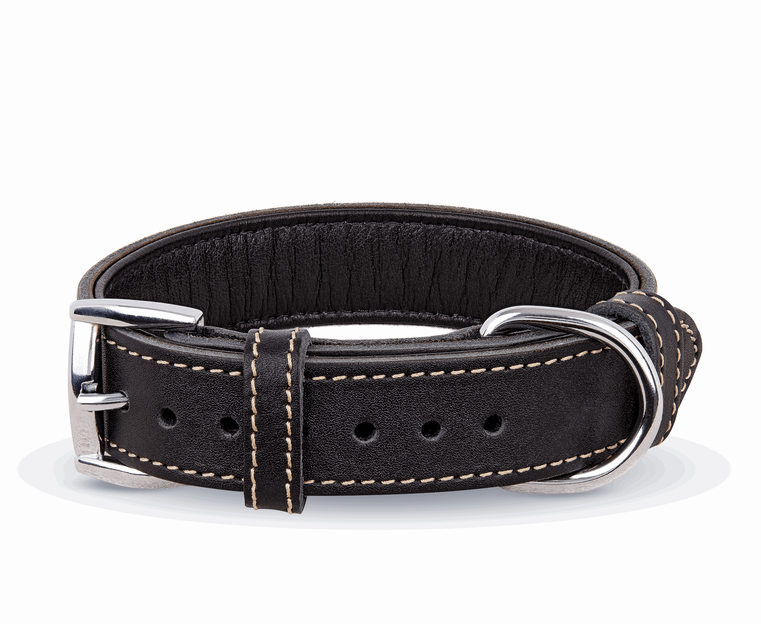 Personalized Soft Geniune Leather Handmade Black Dog Collar