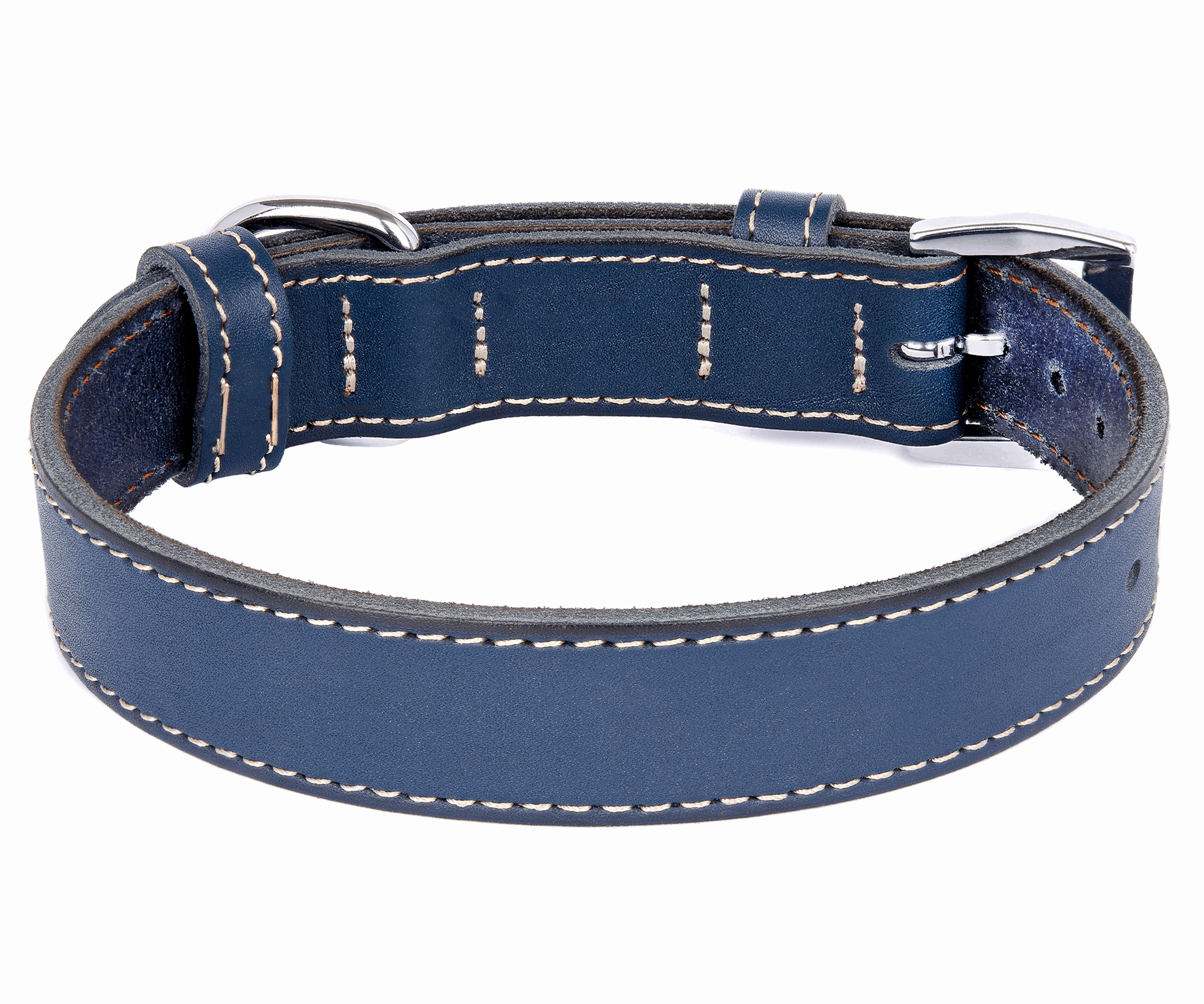 Blue Leather Dog Collar