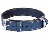 Blue Leather Dog Collar