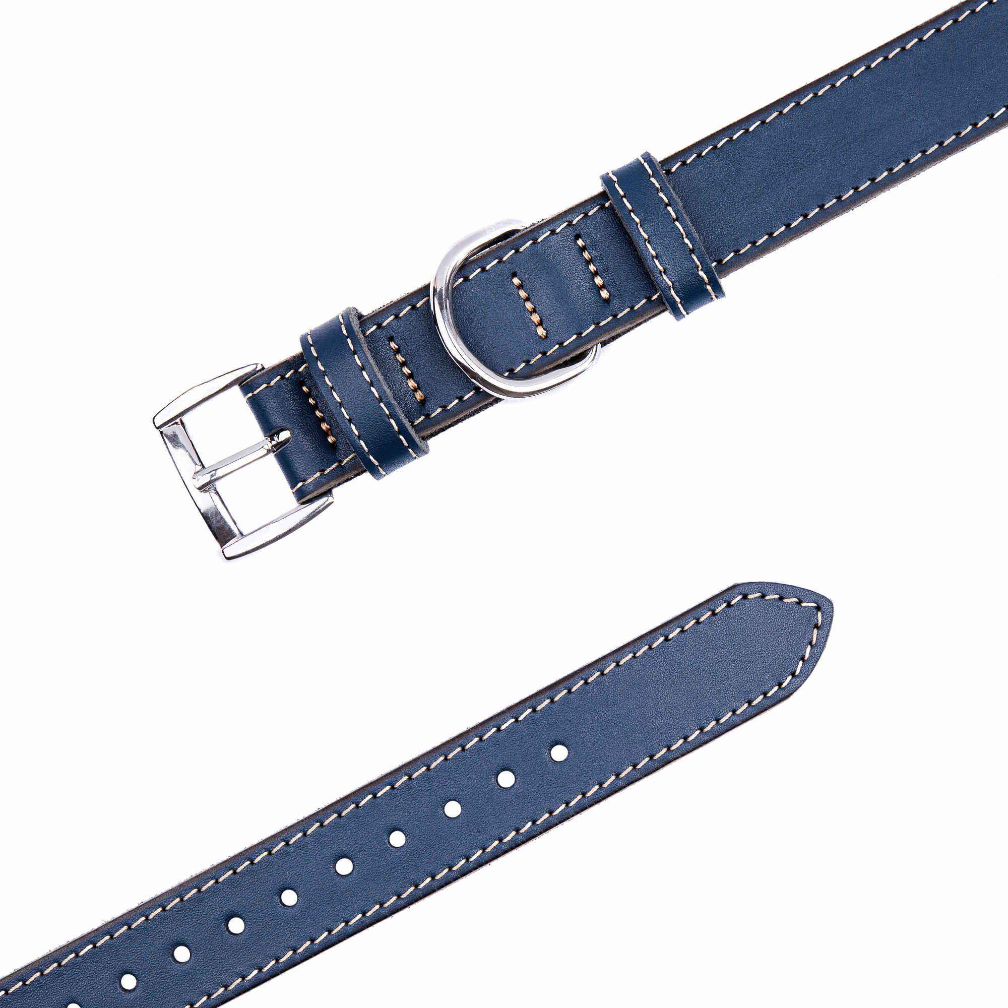 Blue Leather Dog Collar