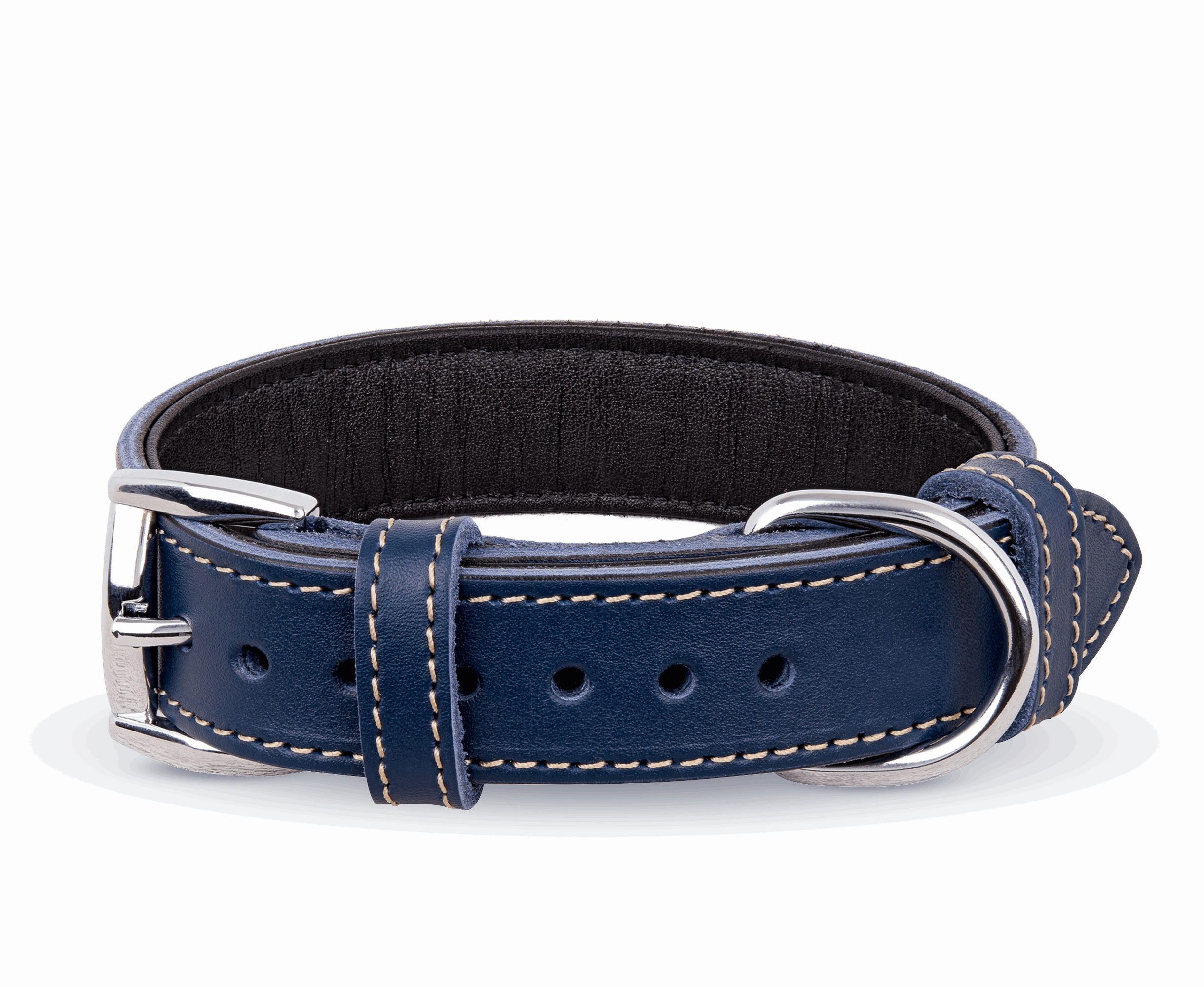 Personalized Soft Geniune Leather Handmade Blue Dog Collar