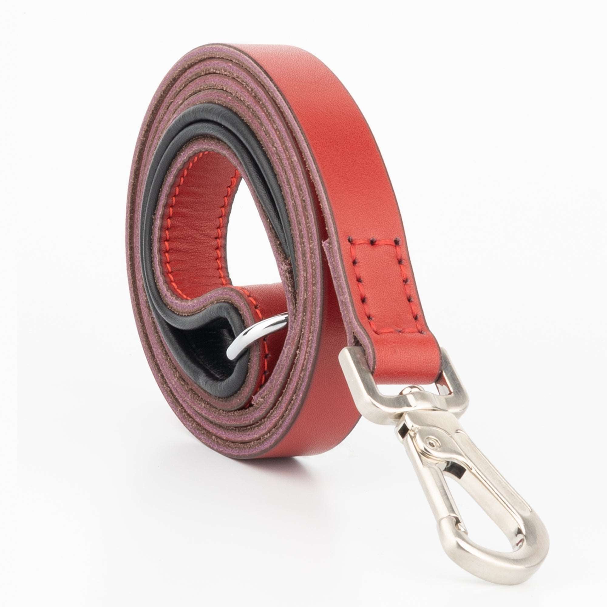 Genuine Leather Training Dog Leash | Heavy Duty Red Dog Leash