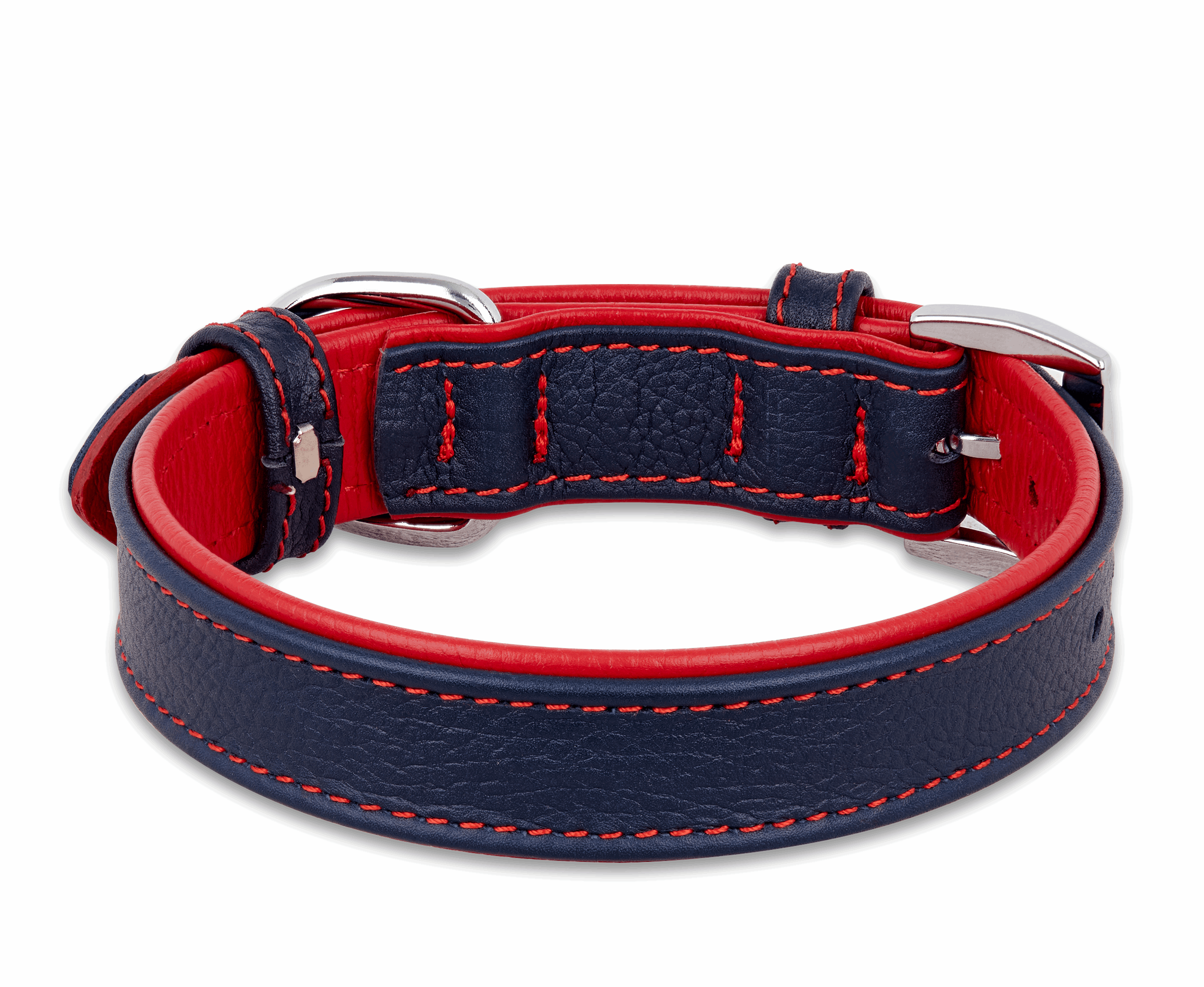 Navy Blue Red Dog Collar