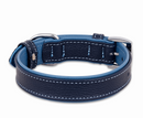 Navy Blue Leather Dog Collar