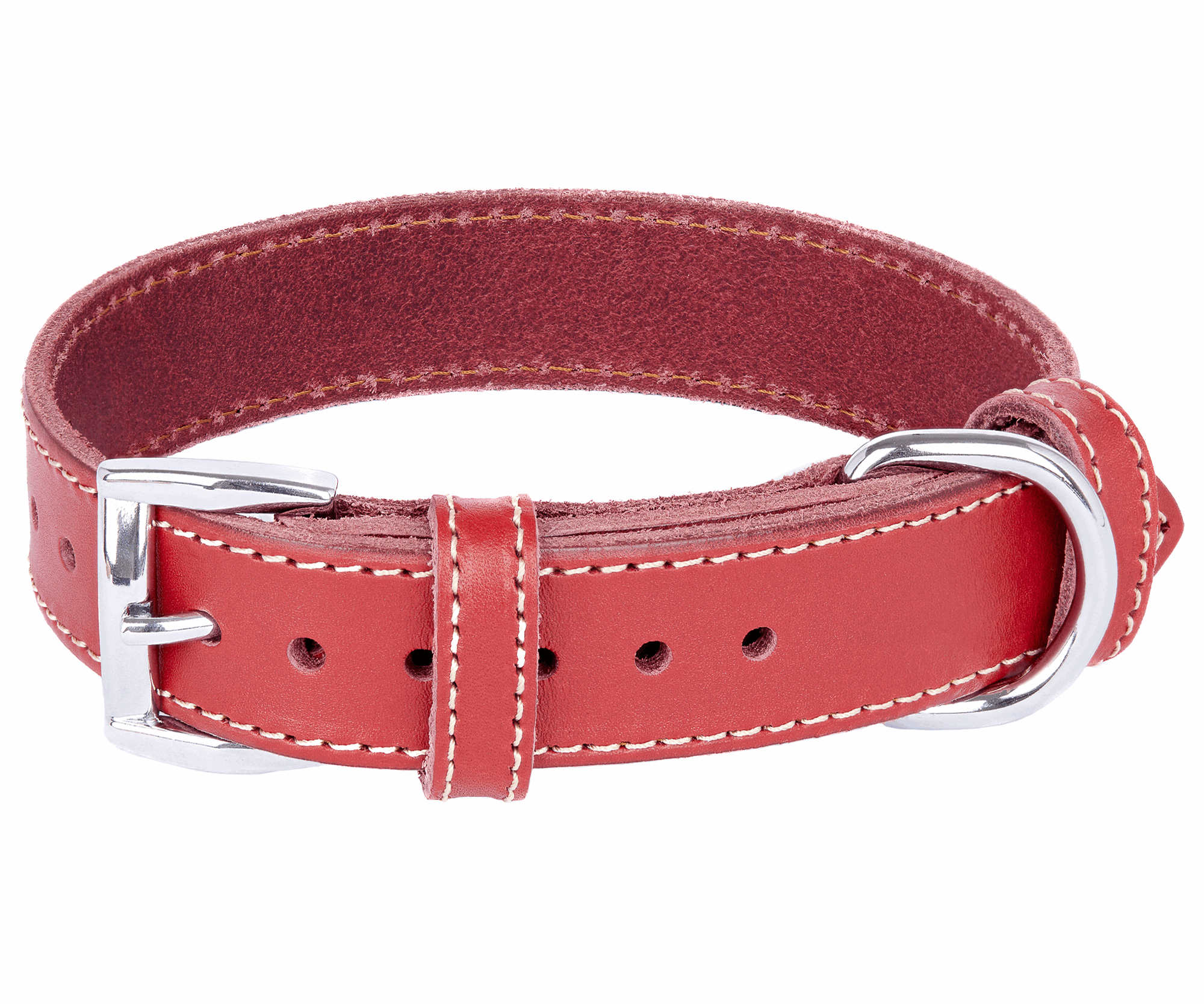 Genuine Leather Handmade Red Dog Collar