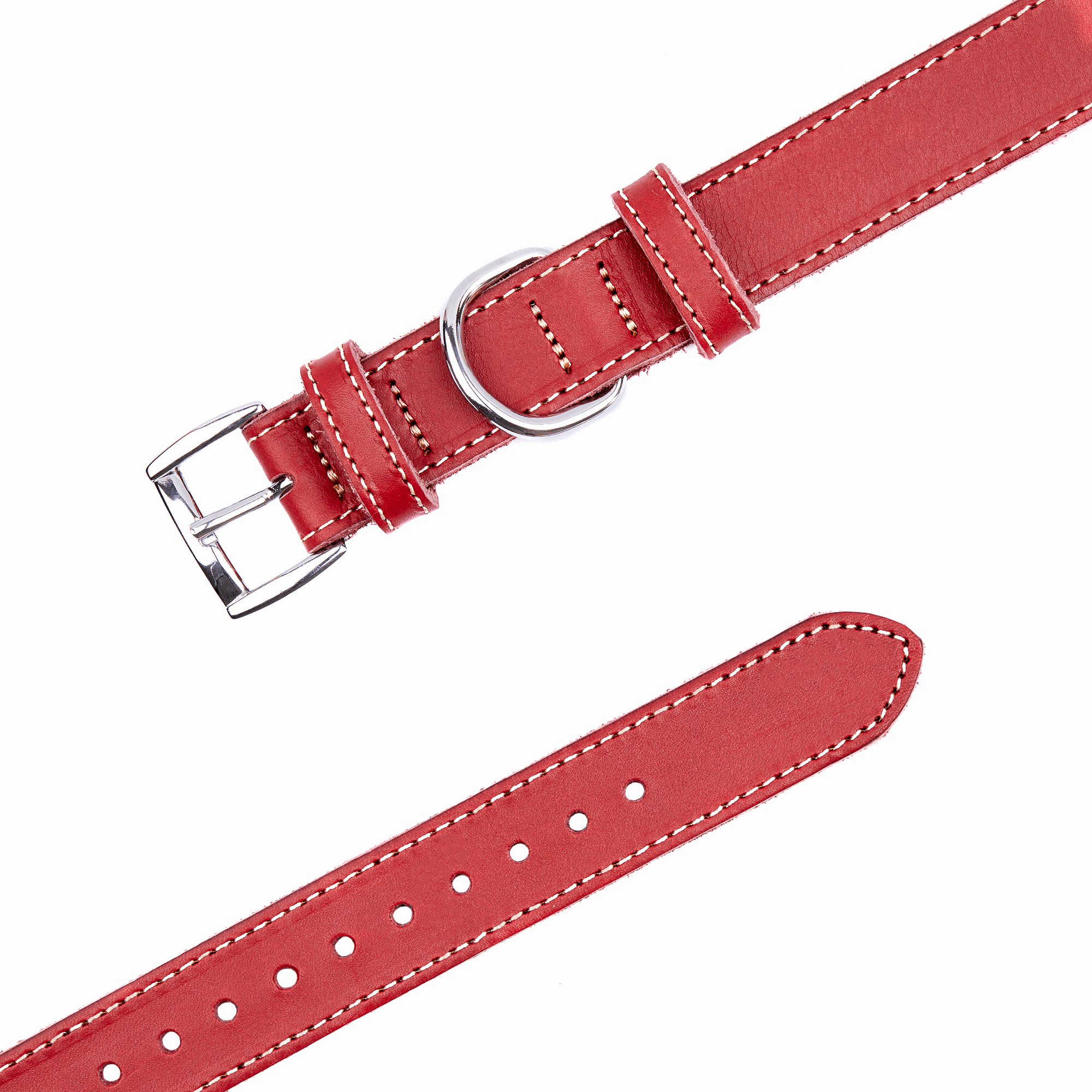 Genuine Leather Handmade Red Dog Collar